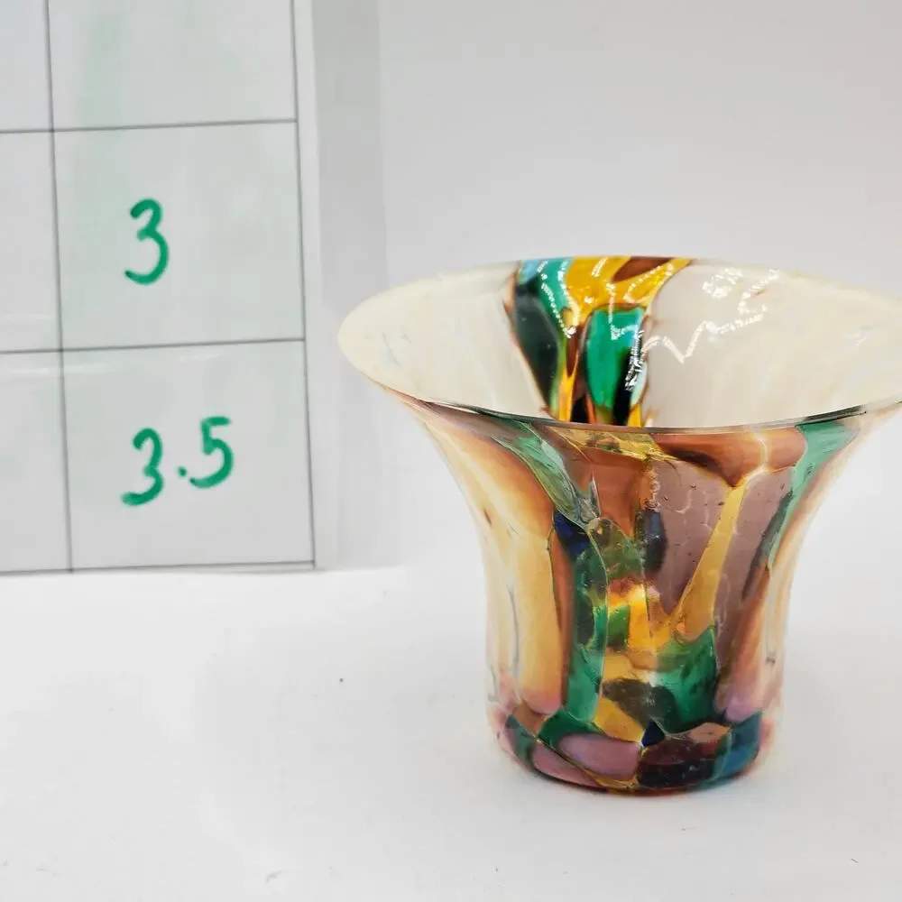 Hand Blown Art Glass Votive Holder Iridescent Decor